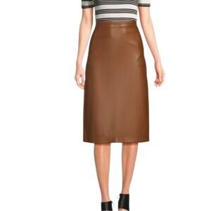 NWOT Joe’s Jeans Midi Faux Leather Fashion Skirt in Chocolate Brown – Sz L
